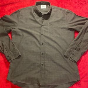 Mens Billy Reid L/S Casual Button Down Shirt Brown w/ Blue Box Print!